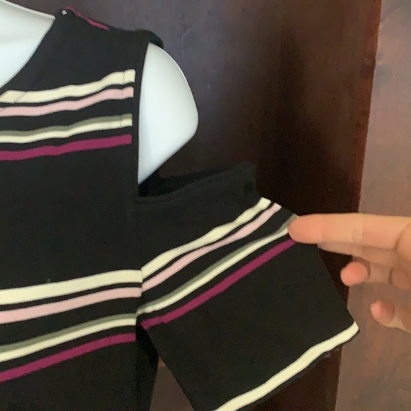 White House Black Market Cold Shoulder Striped Knit Dress Size Small - Picture 4 of 6